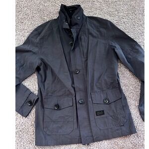 Cross Hatch Black Label Women Large Gray Utility Jacket Cargo Pocket Zip y2k